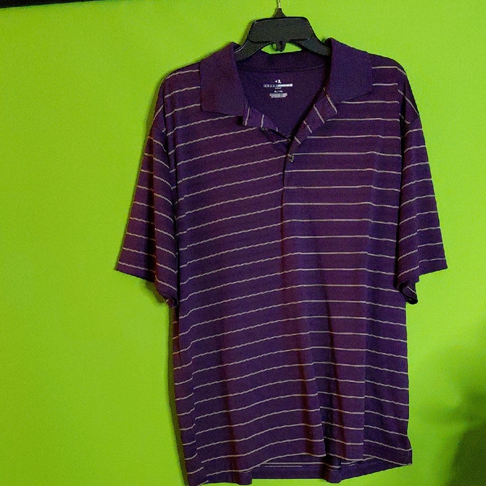 Grand Slam Men's Polo Shirt in Purple and White Strips, Sz. XL